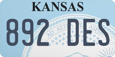 KS license plate 892DES
