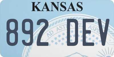 KS license plate 892DEV