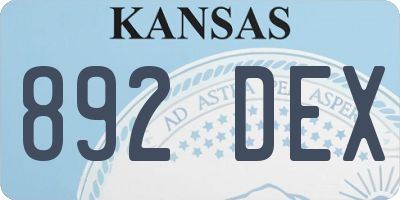KS license plate 892DEX