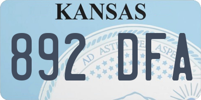 KS license plate 892DFA