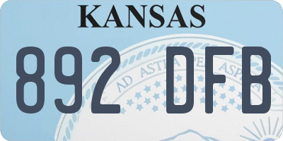 KS license plate 892DFB