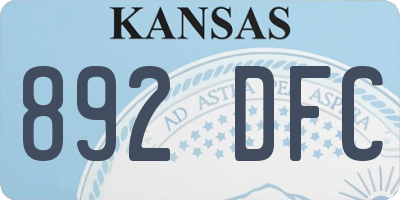 KS license plate 892DFC