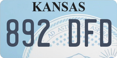 KS license plate 892DFD