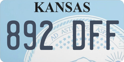 KS license plate 892DFF
