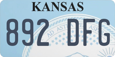 KS license plate 892DFG