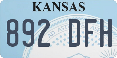 KS license plate 892DFH