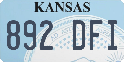 KS license plate 892DFI