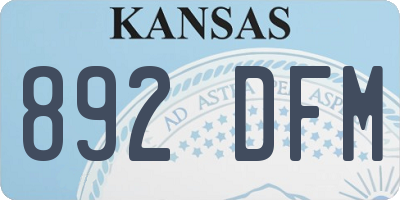 KS license plate 892DFM