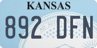 KS license plate 892DFN