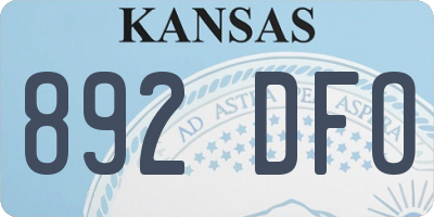 KS license plate 892DFO