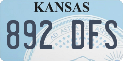 KS license plate 892DFS