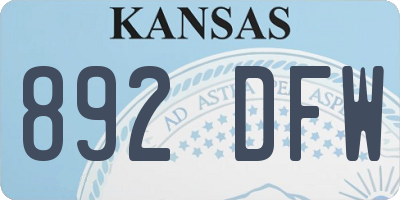 KS license plate 892DFW