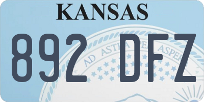 KS license plate 892DFZ