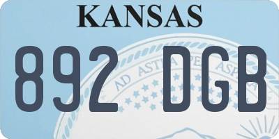 KS license plate 892DGB