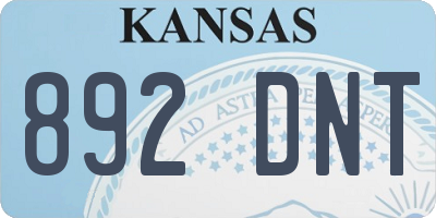 KS license plate 892DNT