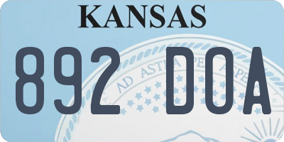 KS license plate 892DOA