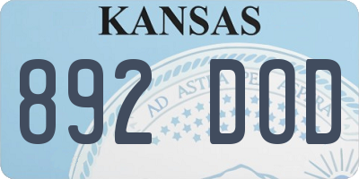 KS license plate 892DOD