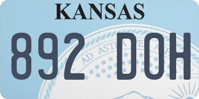 KS license plate 892DOH