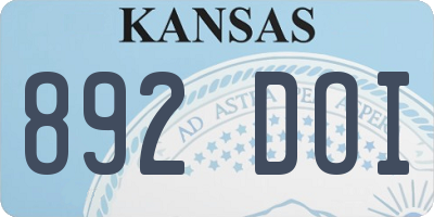 KS license plate 892DOI