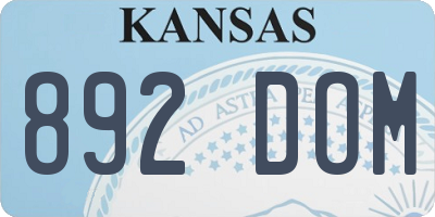 KS license plate 892DOM