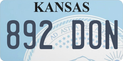 KS license plate 892DON