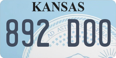 KS license plate 892DOO