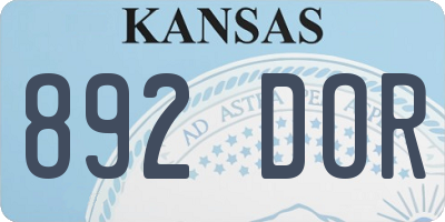 KS license plate 892DOR