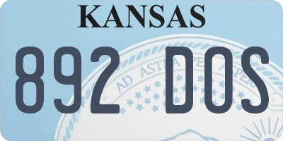 KS license plate 892DOS