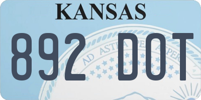 KS license plate 892DOT