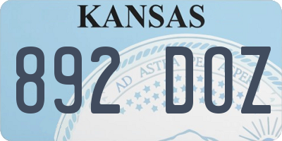 KS license plate 892DOZ