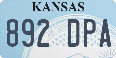 KS license plate 892DPA