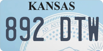 KS license plate 892DTW