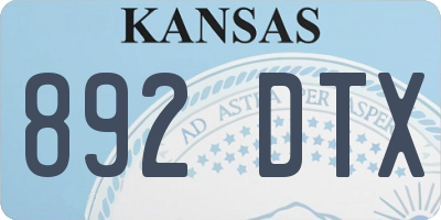 KS license plate 892DTX