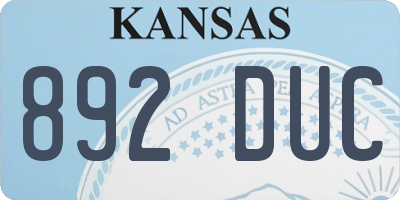 KS license plate 892DUC