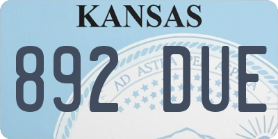 KS license plate 892DUE