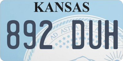 KS license plate 892DUH