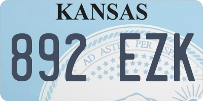 KS license plate 892EZK