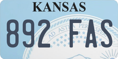 KS license plate 892FAS