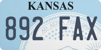 KS license plate 892FAX
