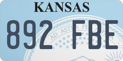 KS license plate 892FBE