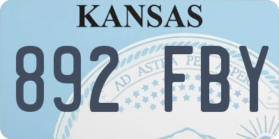 KS license plate 892FBY