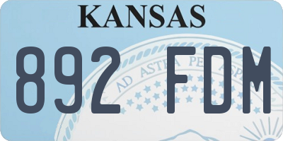 KS license plate 892FDM