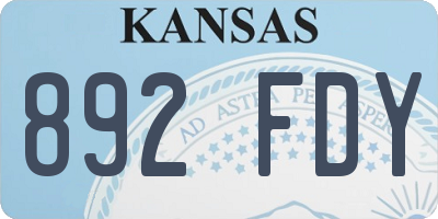 KS license plate 892FDY