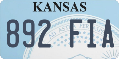 KS license plate 892FIA