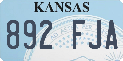 KS license plate 892FJA