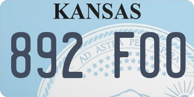 KS license plate 892FOO