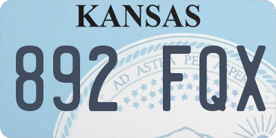 KS license plate 892FQX