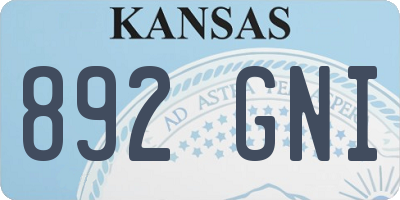 KS license plate 892GNI