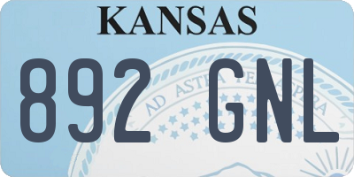 KS license plate 892GNL