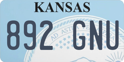 KS license plate 892GNU